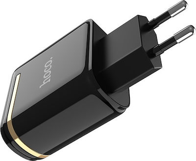 Hoco Încărcător Fără Cablu cu 2 Porturi USB-A 12W Negruς (C39A)