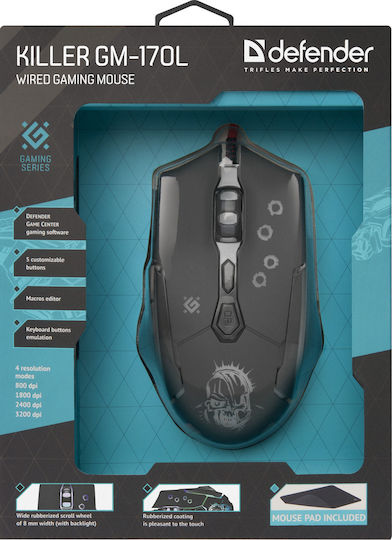 Defender Killer GM-170L RGB Gaming Mouse 3200 DPI Negru