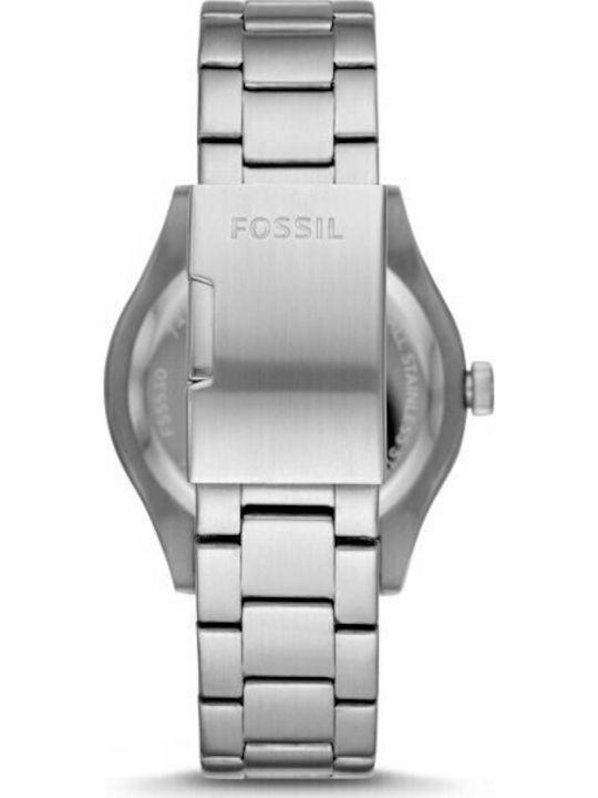 Fossil Belmar Ανδρικό Ρολόι 42mm Μπαταρίας με Ασημί Μεταλλικό Μπρασελέ