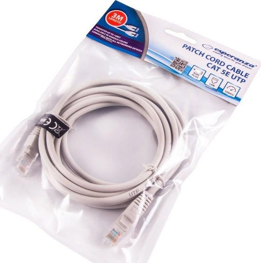 Esperanza U/UTP Cat.5e Кабел за Ethernet мрежа 3м Сив 1бр