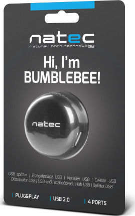 Natec Bumblebee Hub 4 Θυρών USB 2.0 με σύνδεση USB-A