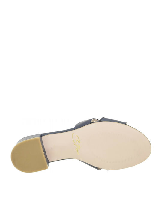 Leder Damen Sandalen in Marineblau Farbe