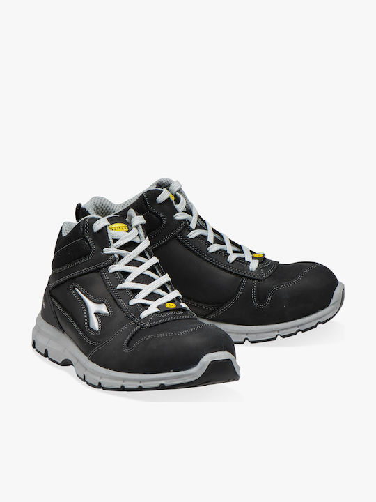 Utility Diadora Run II High Αδιάβροχο Μποτάκι Ασφαλείας Μαύρο S3 με Πιστοποίηση P, ESD , HI, HRO,SRC