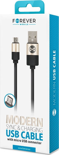 Forever Regular USB 2.0 to micro USB Cable Μαύρο 1m (GSM032573)