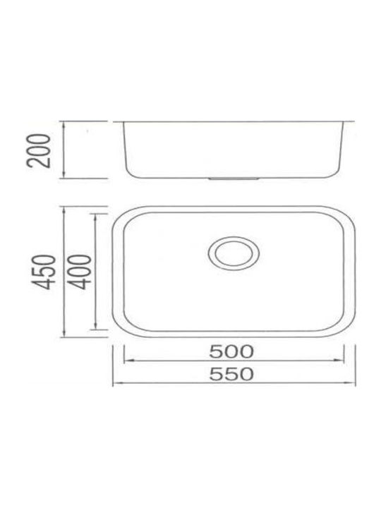 Gloria Meda Finox 304 bt 18-1622 Unterbau Spüle Inox Satiniert B55xT45cm Silber