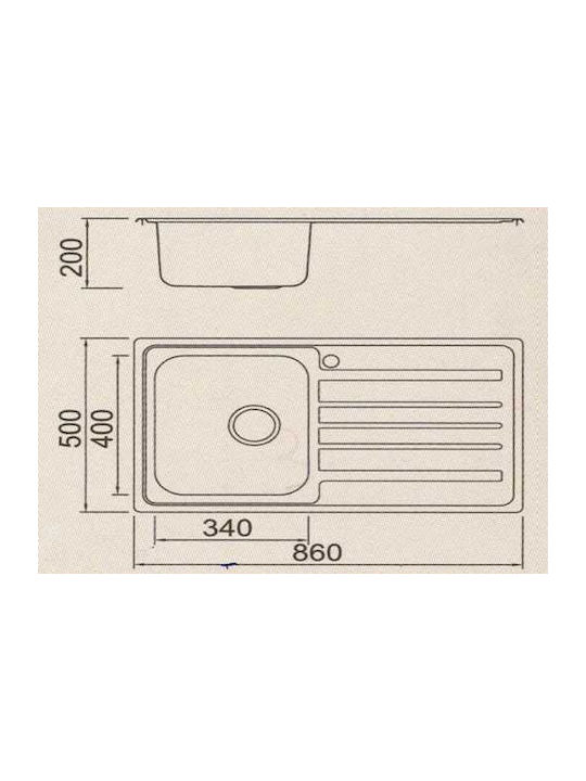 Gloria Finox 304 Cortina-1 Nova 18-1801 Drop-In Chiuvetă Inox Satinat L86xW50cm Argint