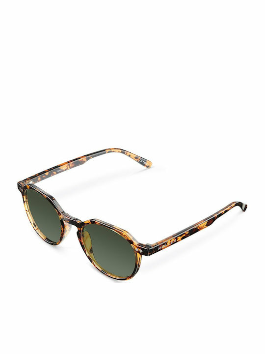 Meller Chauen Sunglasses with Brown Acetate Frame and Green Polarized Lenses