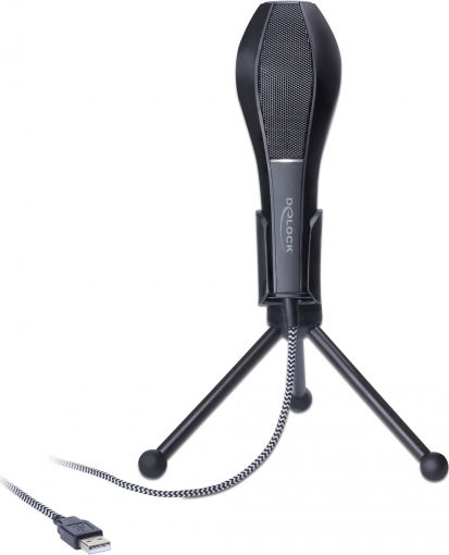 DeLock 65939 Кондензаторен Микрофон USB Настолен за Вокали в Черен Цвят