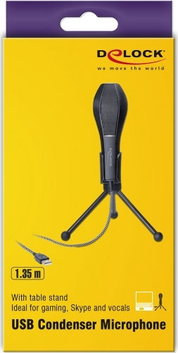 DeLock 65939 Кондензаторен Микрофон USB Настолен за Вокали в Черен Цвят