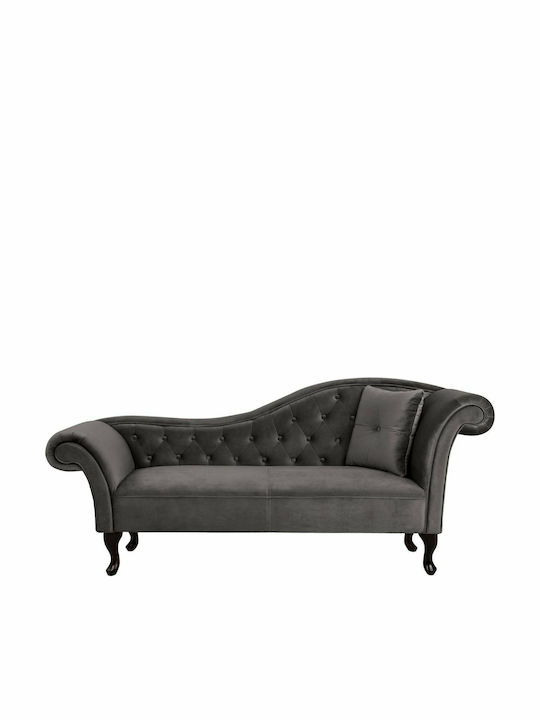 Niovi Vintage Șezlong Chesterfield Catifea Gri L189xL64xÎ84cm