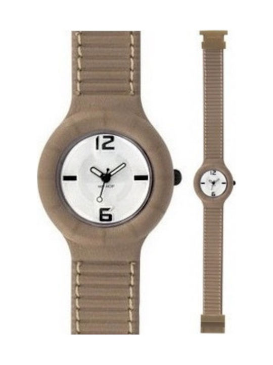 HipHop Watch with Brown Leather Strap HWU0199