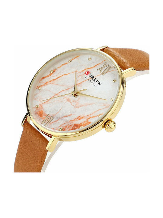 Curren Watch with Orange Leather Strap 9045