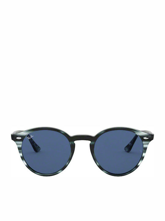 Ray Ban Round Sonnenbrillen mit Blau Schildkröte Rahmen und Blau Spiegel Linse RB2180 6432/80