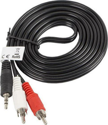 Lanberg 3.5mm male - RCA male Cable Black 5m (CA-MJRC-10CC-0050-BK)