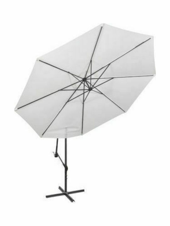 Hängender Rundschreiben Garten- und Terrassen-Sonnenschirm aus Aluminium Ecru Durchmesser 3,5 m