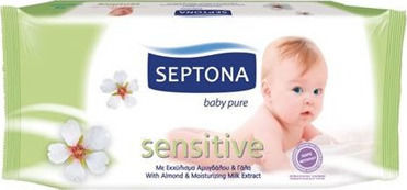 Septona Calm N' Care Sensitive Υποαλλεργικά Μωρομάντηλα χωρίς Οινόπνευμα & Parabens 64τμχ