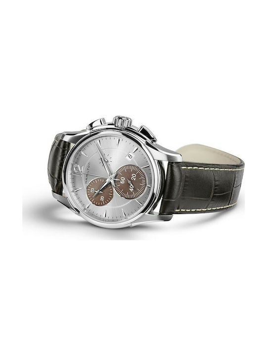 Hamilton Jazzmaster Часовник Хронограф Батерия с Кафяв Кожено Каишка