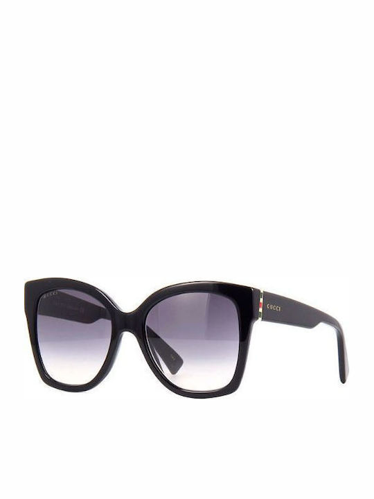 Gucci Damentaschen Sonnenbrille mit Schwarz Horn umrandetem Rahmen und Gray Verlaufsfarbe Gläser GG0459S 001