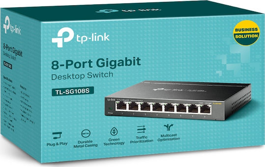 TP-LINK TL-SG108S v1 Unverwaltet L2 Switch mit 8 Ports Gigabit (1Gbps) Ethernet