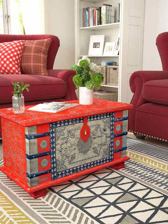 vidaXL Wooden Decorative Trunk Red 80x40x45cm