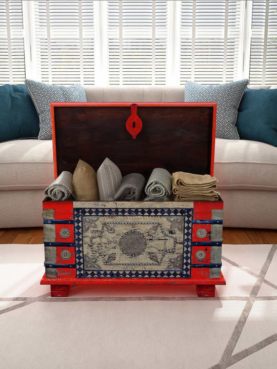 vidaXL Wooden Decorative Trunk Red 80x40x45cm