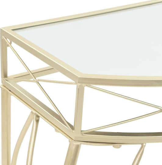 Console Table Metal with Glass Surface Gold L82xW39xH76cm