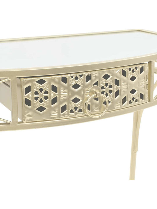 Console Table Metal with Glass Surface Gold L82xW39xH76cm