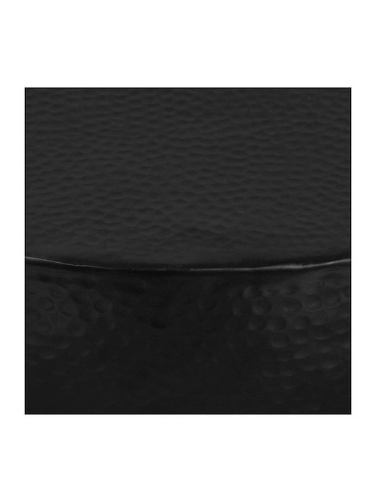 Round Central Coffee Table Hammered Aluminum Black W70xL70xH30cm