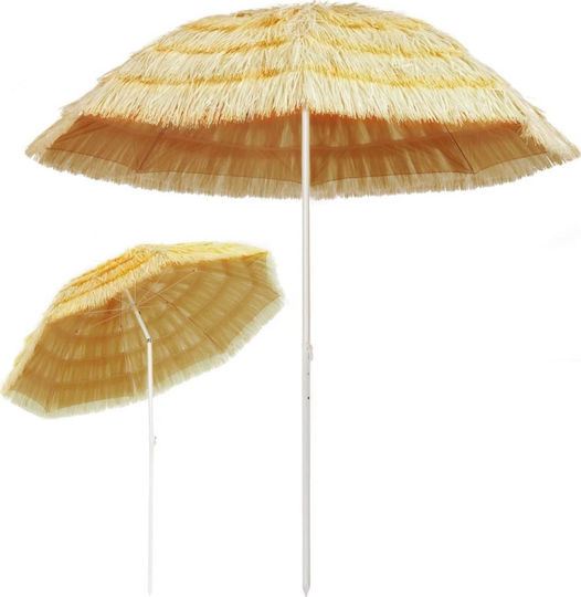 vidaXL Hawaii Folding Beach Umbrella Diameter 2.4m with UV Protection Beige