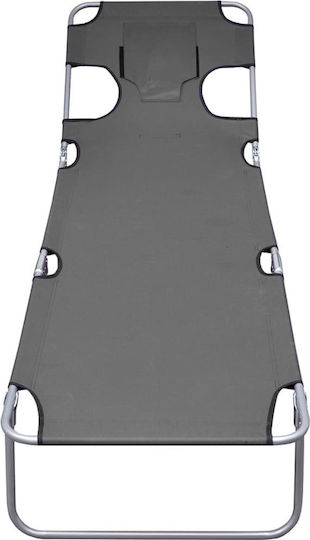 vidaXL Strandliegen Gray Faltbar mit Kissen 189x58x27cm. 1Stück