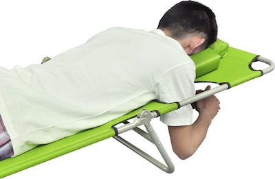 vidaXL Foldable Steel Beach Sunbed Green with Pillow 189x58x27cm