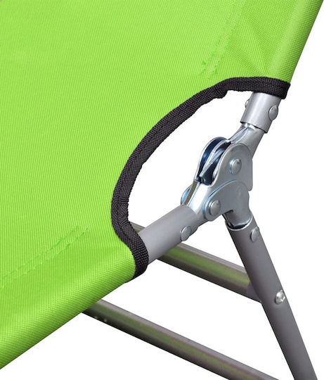 vidaXL Foldable Steel Beach Sunbed Green with Pillow 189x58x27cm