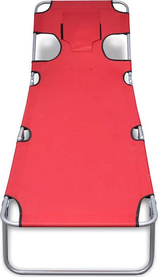 vidaXL Foldable Steel Beach Sunbed Red with Pillow 189x58x27cm