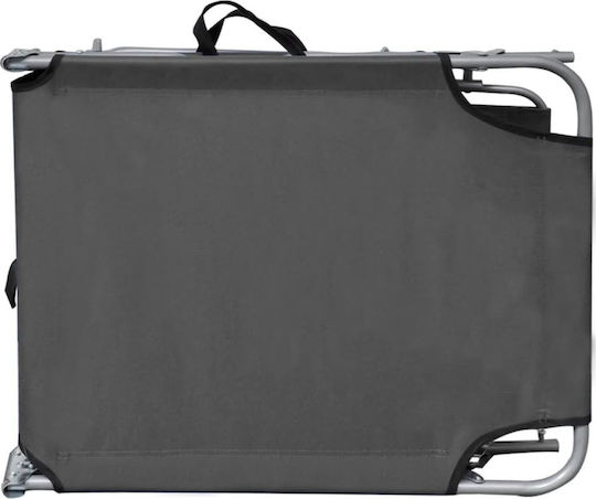 vidaXL Foldable Steel Beach Sunbed Gray with Shader 189x58x27cm