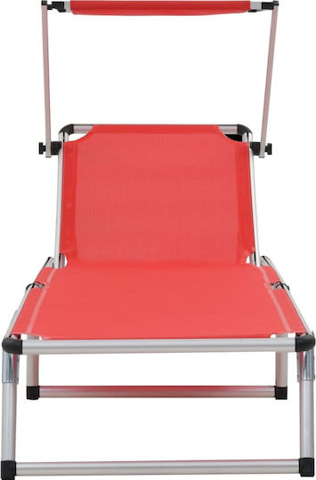 vidaXL vidaXL Strandliege Rote Klappbar Aluminium mit Sonnenschutz 186x58x25,5cm