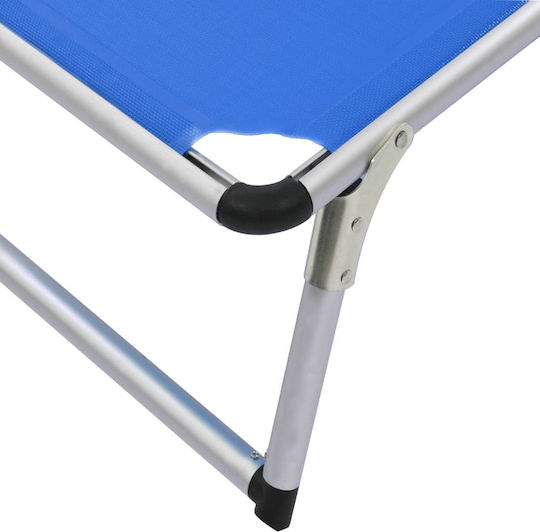 vidaXL Strandliegen Blau Faltbar mit Sonnenschirm 186x58x25.5cm. 1Stück
