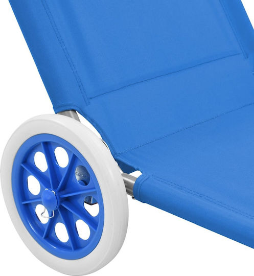 vidaXL Foldable Steel Beach Sunbed Blue with Shader & Pillow 146x52cm