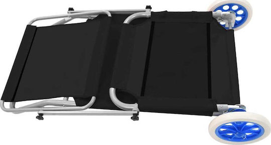 vidaXL vidaXL Beach Sunbed Black Foldable Steel with Shader & Pillow 146x52cm