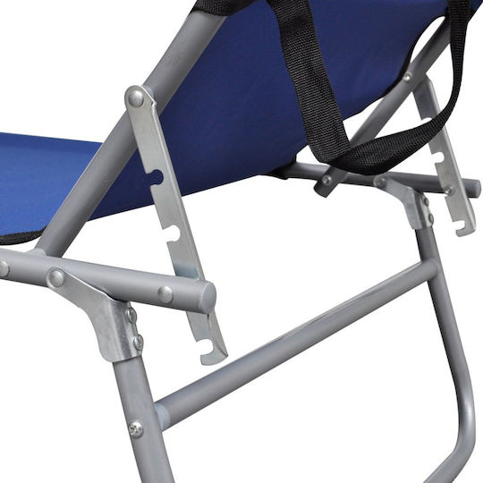 vidaXL Foldable Steel Beach Sunbed Blue with Shader 189x58x27cm