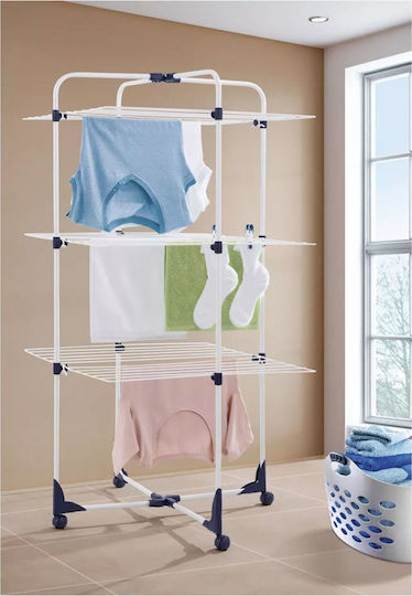 Leifheit Tower 270 Folding Floor Clothes Drying Rack made of Aluminum with Wheels with Hanging Length 27m