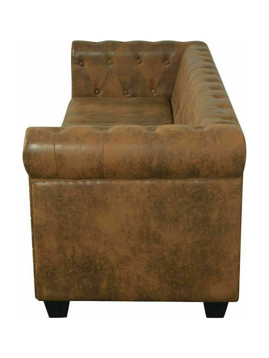 Three-Seater Couch Artificial Leather Brown 200x76x70 cm
