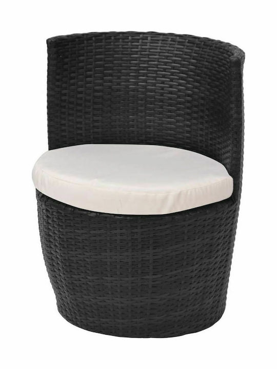 vidaXL Garden & Outdoor Furniture Sets Living Room Set Pieces Small Balcony Black with Pillows 3 Pieces
