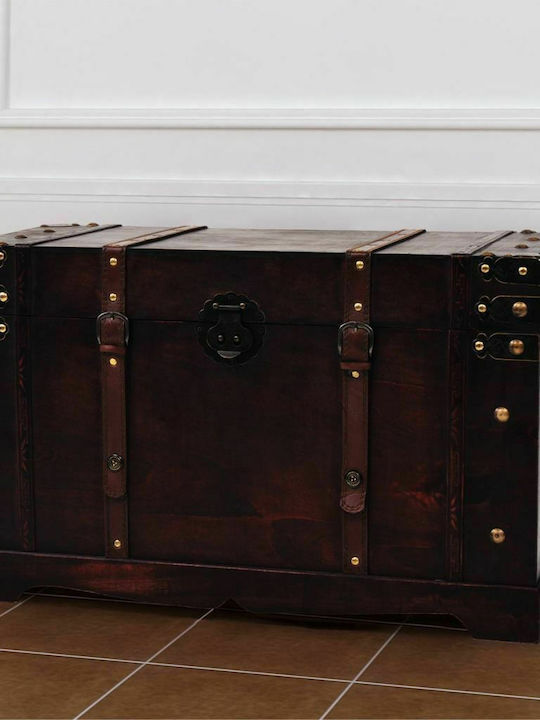 vidaXL Wooden Decorative Trunk Brown 66x38x40cm