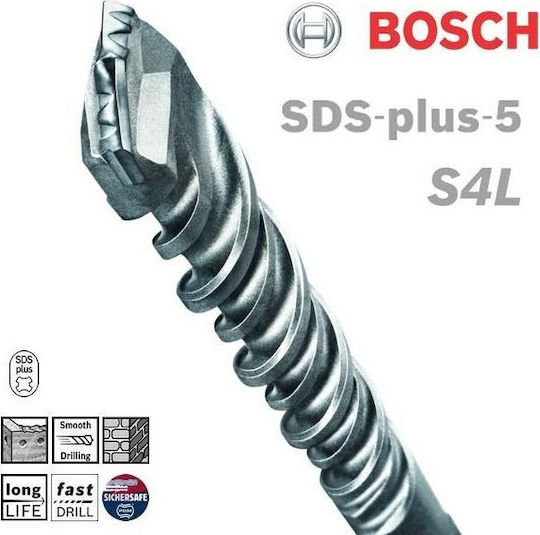 Bosch Бормашина SDS-plus-5, S4L (12x165 mm) Диамантена Свредло Карбид със SDS Plus Опашка за Строителни материали 12x100mm