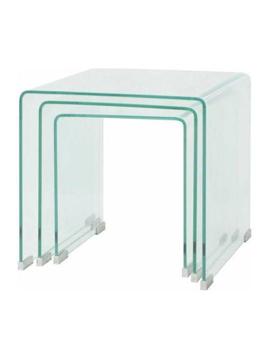 Square Glass Zigon Tables Transparent L42xW42xH41.5cm