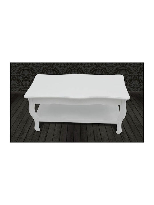 Rectangular Coffee Table Wooden White L87.5xW42xH44cm.