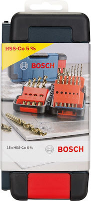 Bosch Satz 18 HSS-Co Bohrer HSS mit Zylindrischem Schaft für Metall