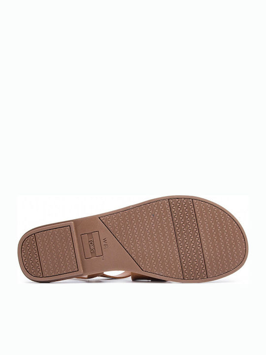 Sicily Leather Women's Flat Sandals in Tabac Brown Color