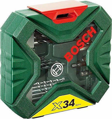 Bosch X-Line Σετ 34 Τρυπάνια HSS για Γυαλί, Πλακίδια, Δομικά Υλικά, Μέταλλο και Ξύλο