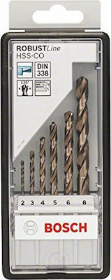 Bosch Robust Line Set of 6 HSS-Co Drills Cobaltium with Cylindrical Shank for Metal